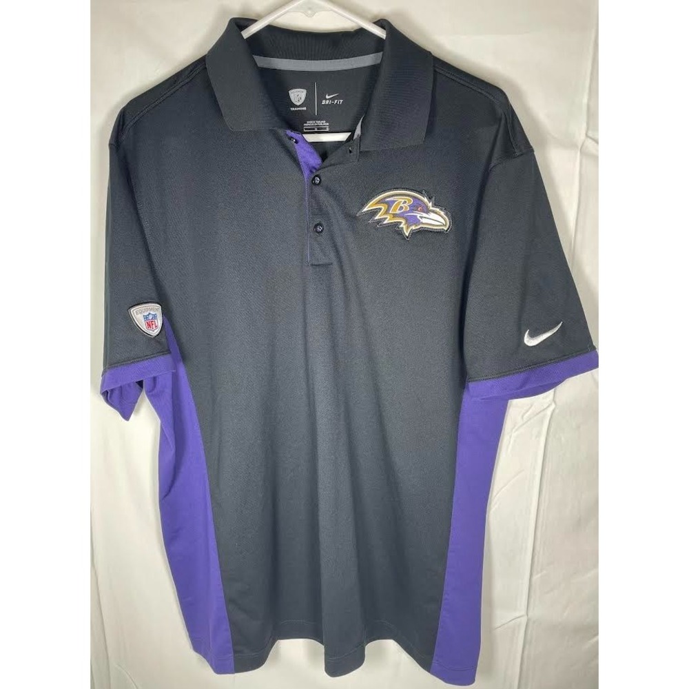 Nike Dri Fit Baltimore Ravens NFL Equipment Training Polo Black Men's Large